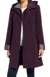 Gallery Water Resistant Hooded Rain Jacket In Blackberry