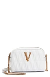 Versace Virtus Mini Quilted Leather Camera Bag In Black