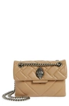 Kurt Geiger Mini Kensington Quilted Leather Crossbody Bag In Beige