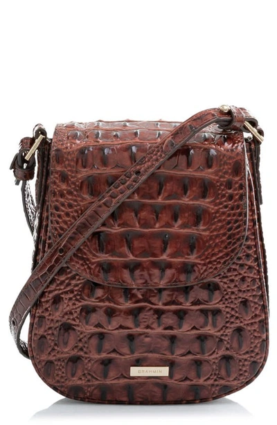 Brahmin Everlee Croc Embossed Leather Crossbody Bag In Pecan