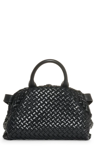 Bottega Veneta The Handle Small Intrecciato Leather Satchel In Black-gold