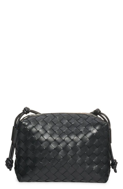 Bottega Veneta Small Intrecciato Leather Shoulder Bag In Black Gold