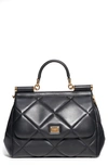 Dolce & Gabbana Miss Sicily Medium Quilted Leather Satchel Bag In Black
