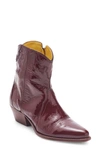 Free People New Frontier Western Bootie In Wine Patent