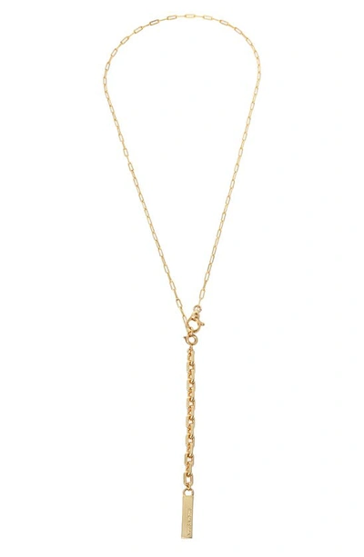 Allsaints Paper Clip Convertible Chain Necklace In Gold