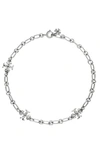 Tory Burch Roxanne Silver-plated Cubic Zirconia Chain Bracelet In Worn Silver