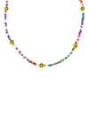 ADINAS JEWELS SMILEY FACE RAINBOW BEADED NECKLACE,N60685CMB-20
