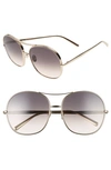 Chloé 61mm Oversize Aviator Sunglasses In Gold/ Grey