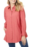 Foxcroft Cicil Non-iron Button-up Tunic In Scarlet Flame