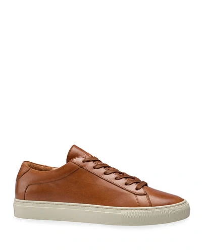 Koio Capri Mixed Leather Low-top Sneakers In Castagna