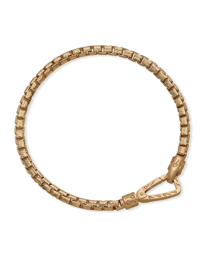 Marco Dal Maso Carved Yellow Gold Plated Silver Bracelet With Matte Chain And Polished Clasp