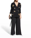 Alice And Olivia Bradford Bee-embellished Grandpa Cardigan In Blackmulti