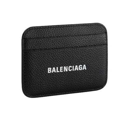 Pre-owned Balenciaga Black Leathrer Cash Card Holder Os