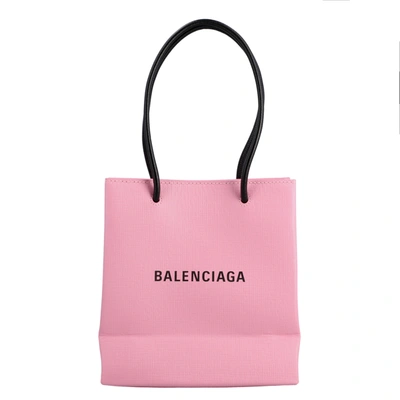 Pre-owned Balenciaga Pink Leather Xxs North South Shopping Tote Bag