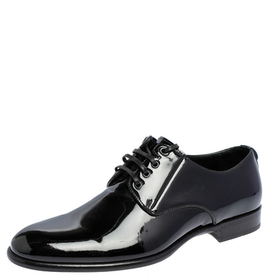 Pre-owned Dolce & Gabbana Black Patent Leather Napoli Derby Size 40