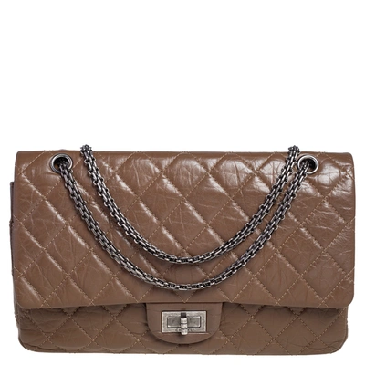 Pre-owned Chanel Brown Quilted Aged Leather Reissue 2.55 Classic 227 Flap Bag