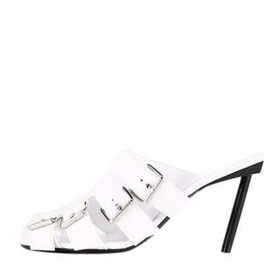 Pre-owned Balenciaga White Leather Buckle 80 Mules Size Eu 36