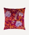 Liberty Elysian Paradise Square Velvet Cushion In Burgundy