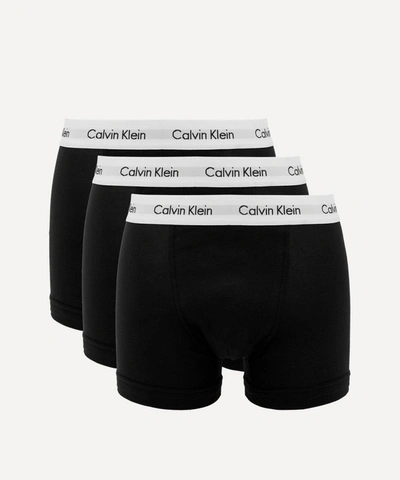 Calvin Klein Trunks 3 Pack In Cotton Stretch-black
