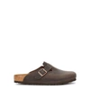 Birkenstock Leather Boston Slippers Buckle Detail In Brown