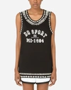 DOLCE & GABBANA JERSEY TANK TOP WITH CRYSTAL DETAILS