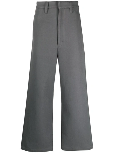 Ami Alexandre Mattiussi Logo Patch Wide-leg Trousers In Grey