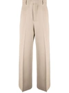 Ami Alexandre Mattiussi High-waisted Flared Wool Trousers In Neutrals