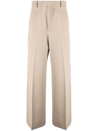 Ami Alexandre Mattiussi High-waisted Flared Wool Trousers In Neutrals