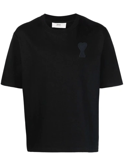 Ami Alexandre Mattiussi Black Organic Cotton T-shirt With Logo