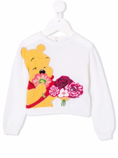 Monnalisa Babies' Winne-the-pooh Knitted Jumper In White