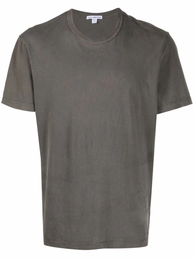 James Perse Round Neck Cotton T-shirt In Green