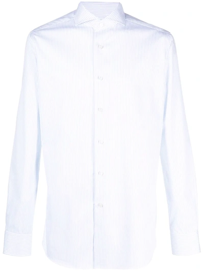 Xacus Pinstripe Long-sleeve Shirt In White
