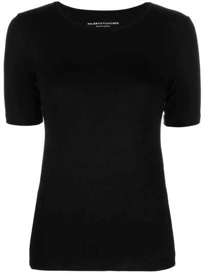 Majestic Round Neck Short-sleeve T-shirt In Black