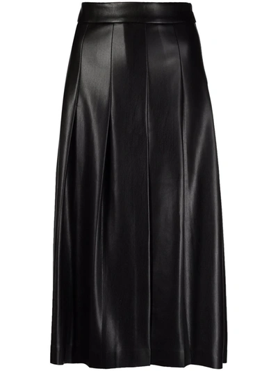 Msgm Midi Skirt In Ecological Leather In Black