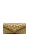 Saint Laurent Sade Puffy Leather Envelope Clutch Bag In Green