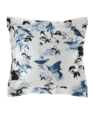 Roberto Cavalli Birds Ramage European Shams, Set Of 2 In Blue Pattern