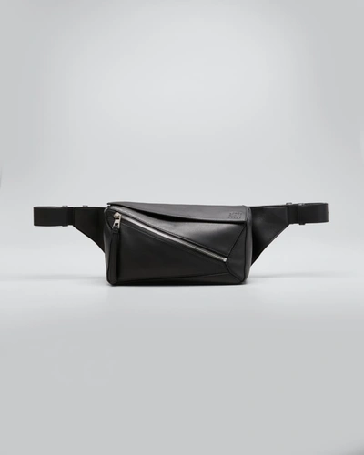 Loewe Men's Puzzle Leather Belt Bag In Black