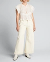 Iro Hos Topwear In Beige Silk In Ecru