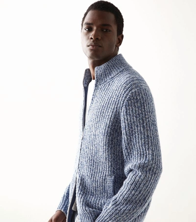 Brunello Cucinelli Knitted Zip-up Cardigan In Blue