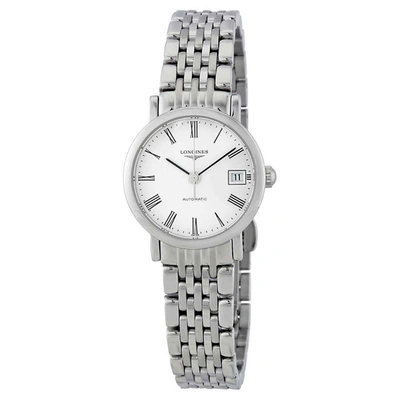 Longines Elegant Automatic White Dial Ladies Watch L4.309.4.11.6 In Black,silver Tone,white
