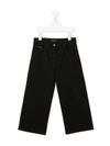 Dolce & Gabbana Logo-patch Wide-leg Jeans In Brown
