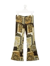 VERSACE BAROQUE-PRINT FLARED TROUSERS,15880378
