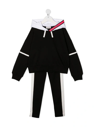 Moncler Two-tone Cotton Tracksuit In Black