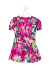 Msgm Abstract Print Belted Playsuit In 粉色