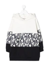 Moncler Teen Monogram-panel Hooded Dress In 白色