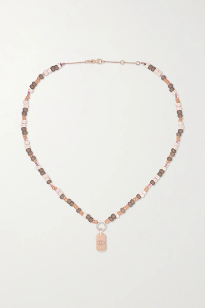Diane Kordas Id 14-karat Rose Gold, Bead And Diamond Necklace