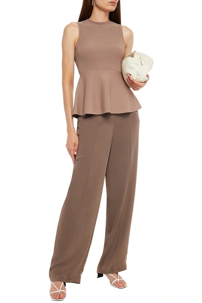 Theory Silk Crepe De Chine Wide-leg Trousers In Neutrals