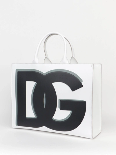 Dolce & Gabbana Dg Logo Detailed Tote Bag In White