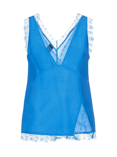 Pinko Lingerie Top In Viscose And Lace In Blue