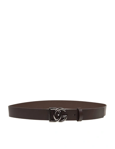 Dolce & Gabbana Interlocking Logo Buckle Belt In Black